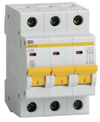 Автоматический выключатель IEK BA47-29 3P 4.5kA 25A C 02540