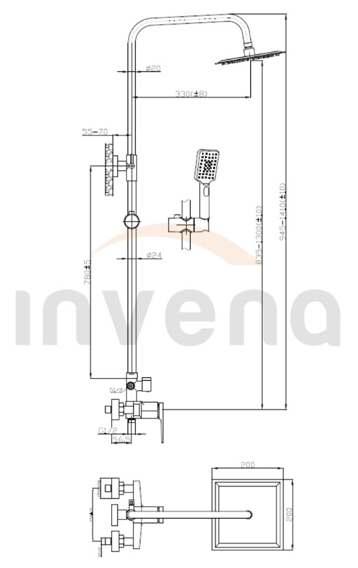 Душевая система Midnight Invena Trend AU-35-D14 