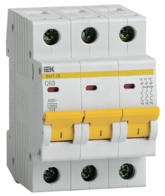 Автоматический выключатель IEK BA47-29 3P 4.5kA 63A C 4415
