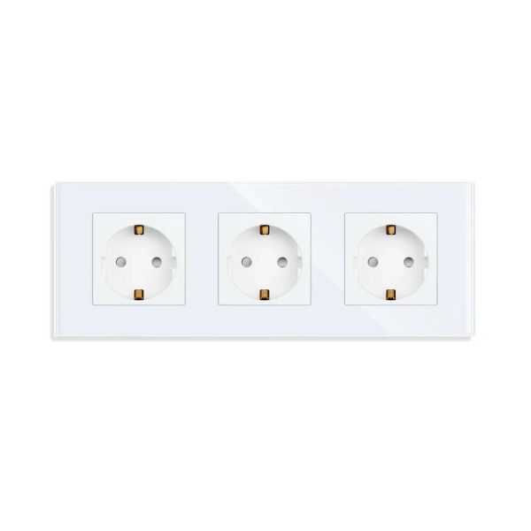 Priză triplă 16A 86x228mm Alb M3F-T