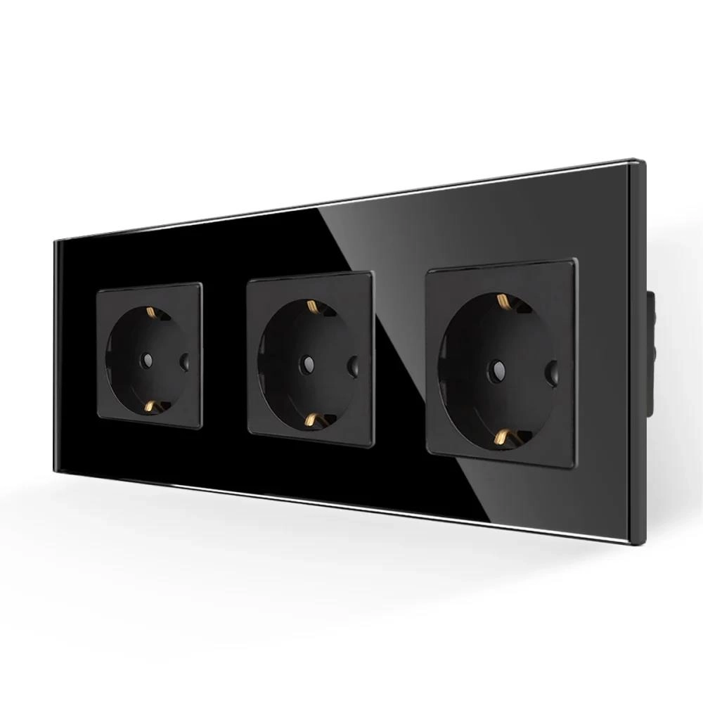 Розетка тройная 16A 86x228mm чёрный M3F-BK