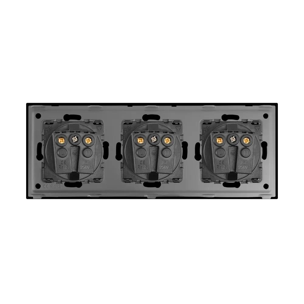 Розетка тройная 16A 86x228mm чёрный M3F-BK
