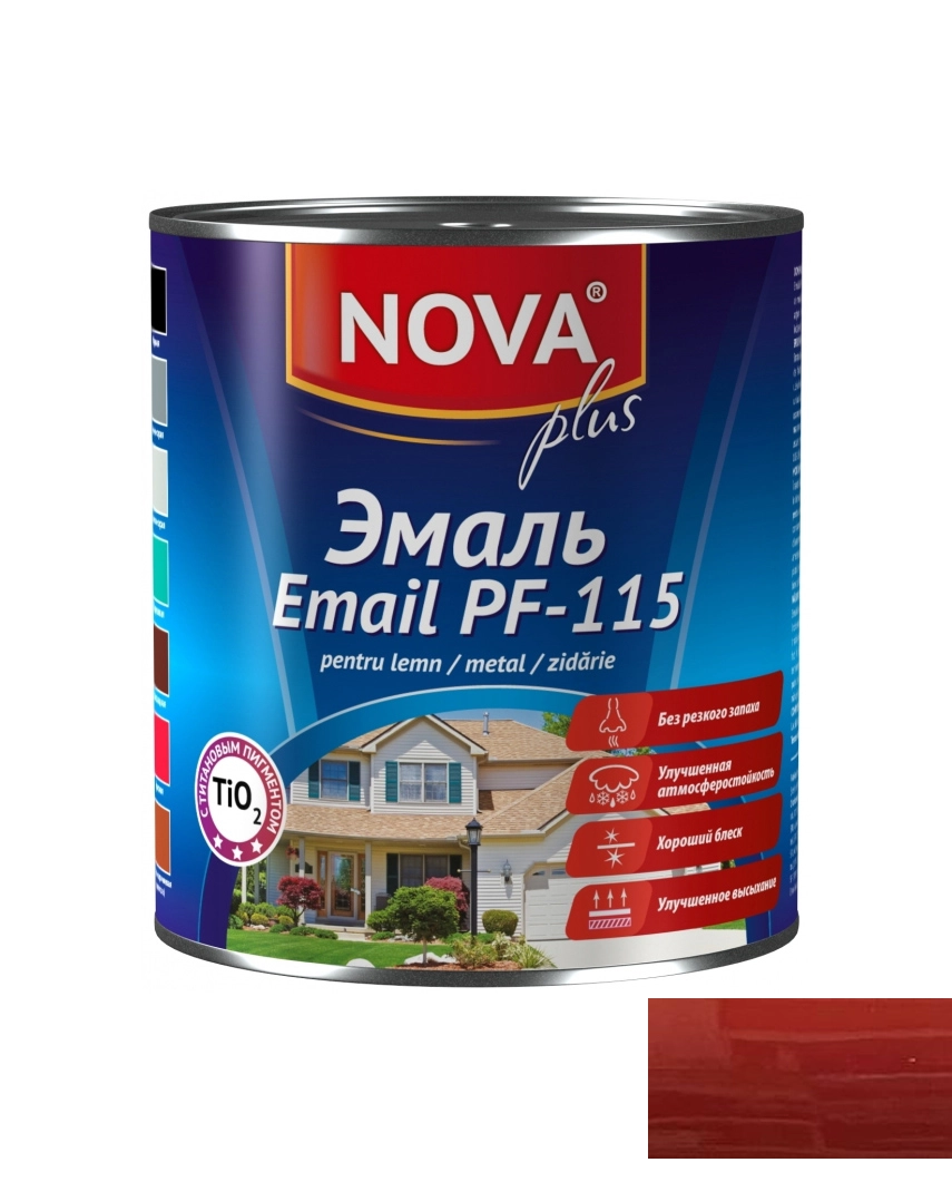 Эмаль Nova PF-115 0.8кг красный