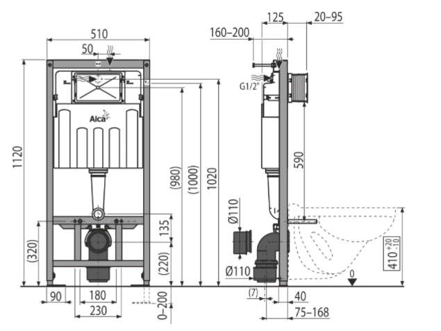 Инсталляция для подвесного унитаза Sandromodul New AM101/1120 83416 