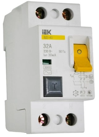 Автоматический выключатель IEK Electric 30mA 2P ВД1-63  32A 03079