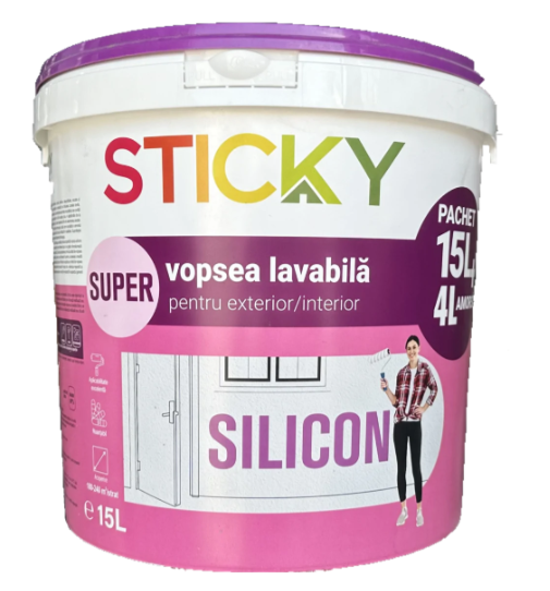 Vopsea lavabilă de exterior/interior Sticky 8.5L alba  2310100 