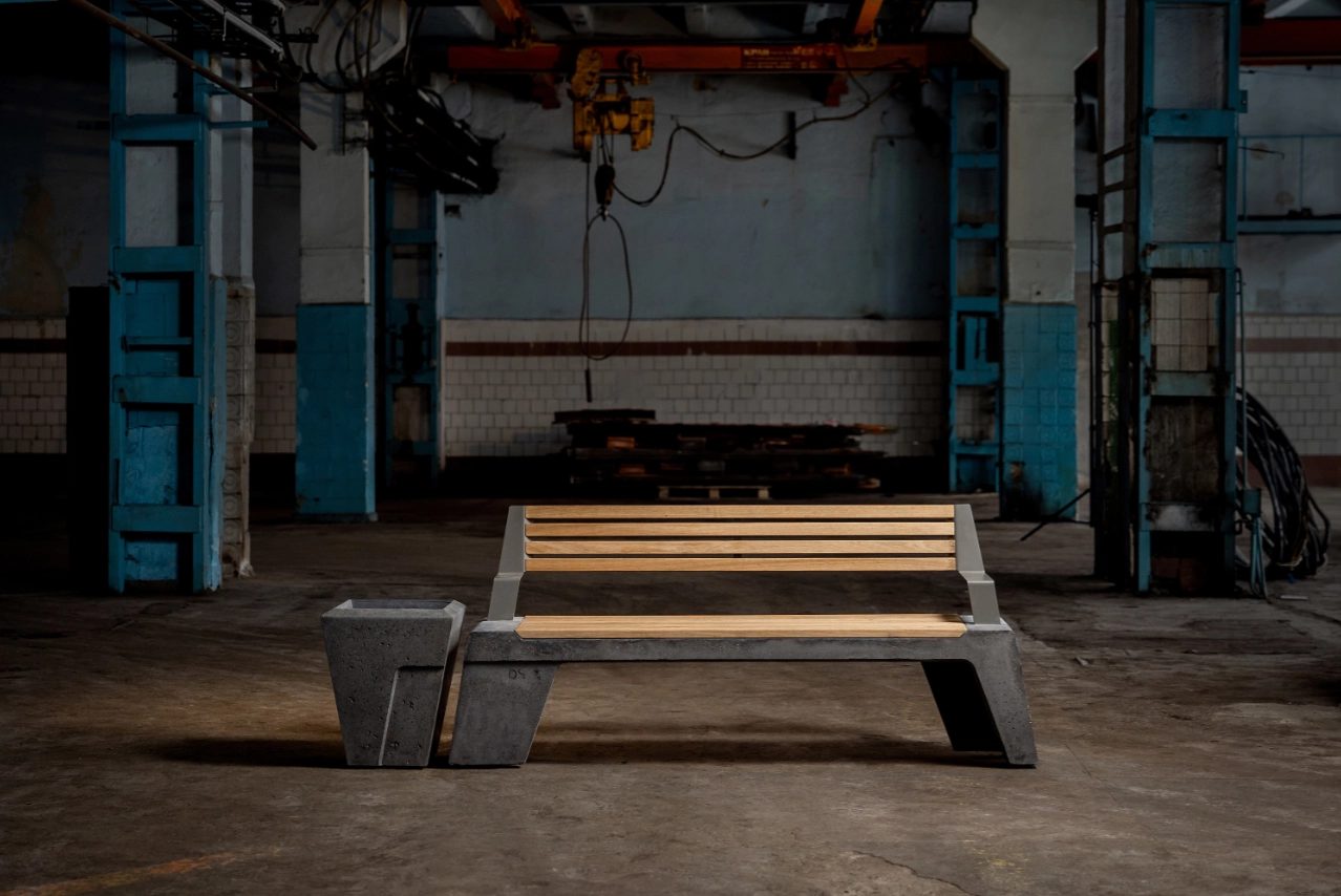 Бетонная скамейка со спинкой BE-TWIN