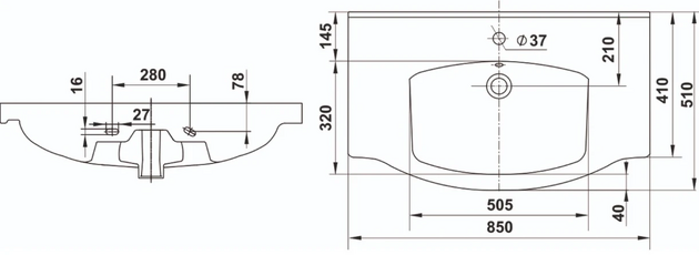Раковина Arctik 85 белая 1c Keramin