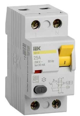 Выключатель дифференциальный VD1-63 2P 30mA 25A 02473
