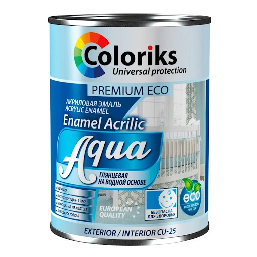 Эмаль акриловая водная глянцевая Coloriks 0.9л