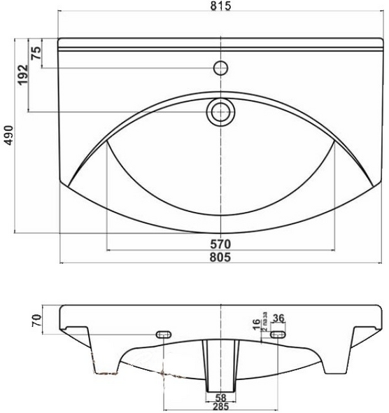 Раковина Cezaro 80 белая 1c Keramin