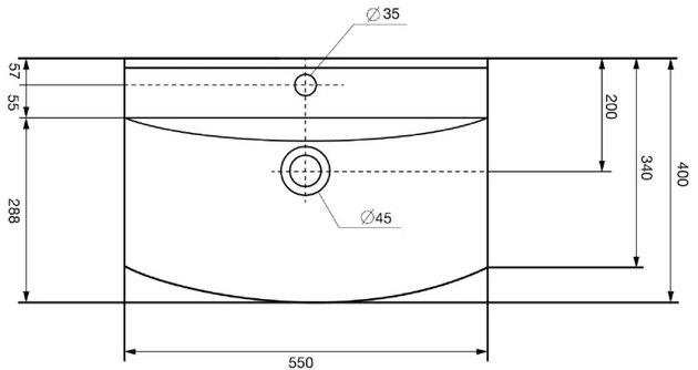 Раковина Clermont 55cm белая 1c Keramin