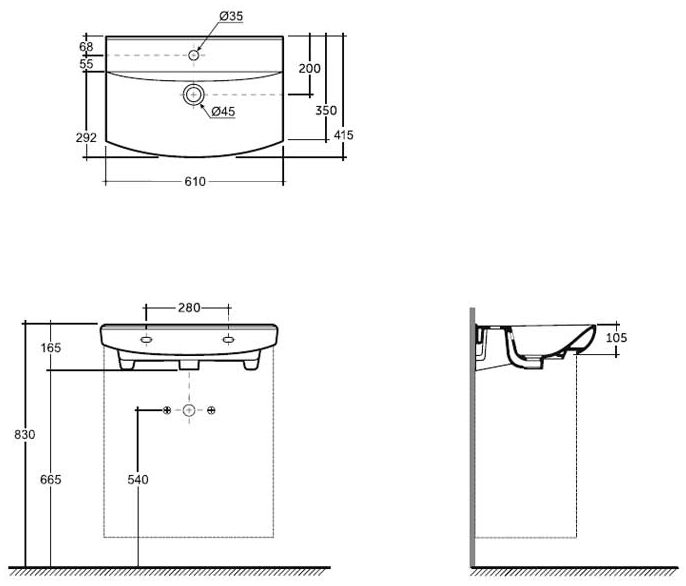 Lavoar Keramin Clermont 60 alb 1c 
