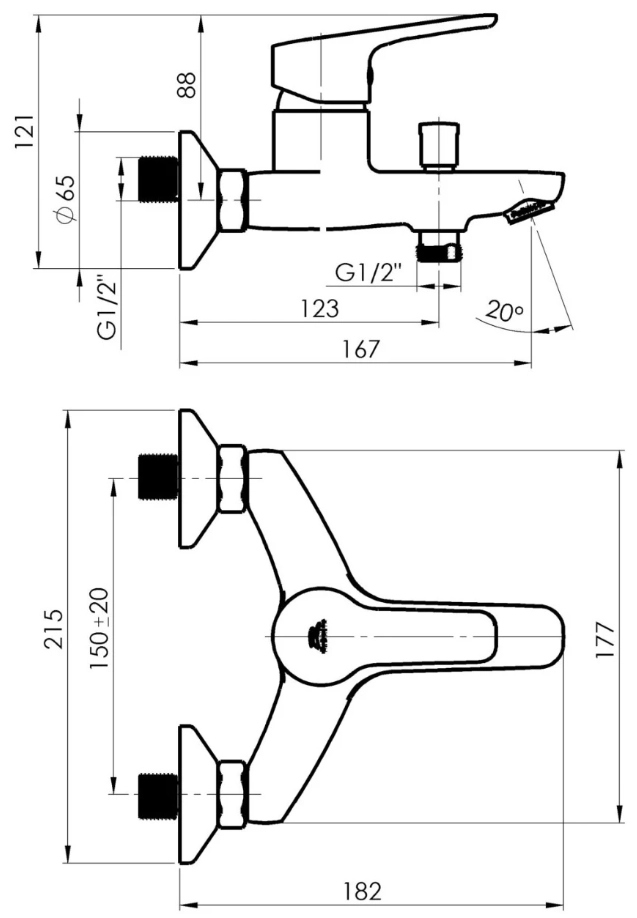 Baterie pentru cadă Rubineta UNO-10/K WT2 (N10D671)