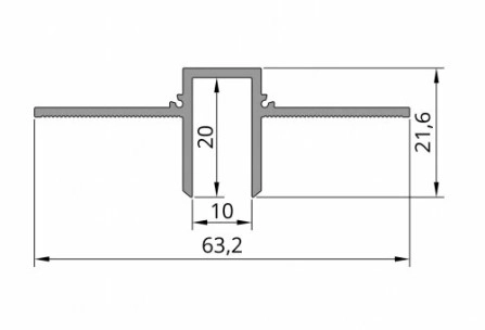 Профиль теневого шва алюминиевый F2.D1020 3 м 