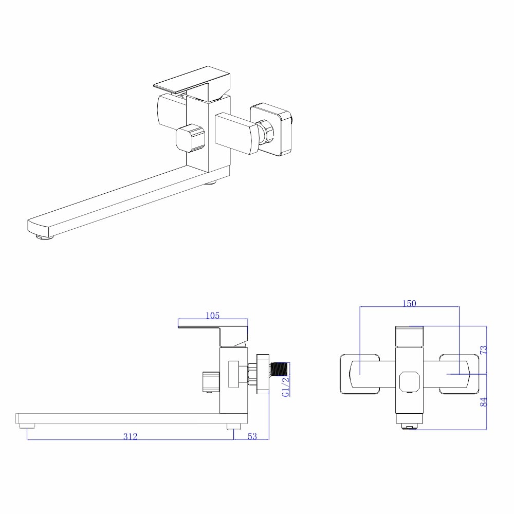 Baterie de baie Mateco Yago 1150 alb 115286