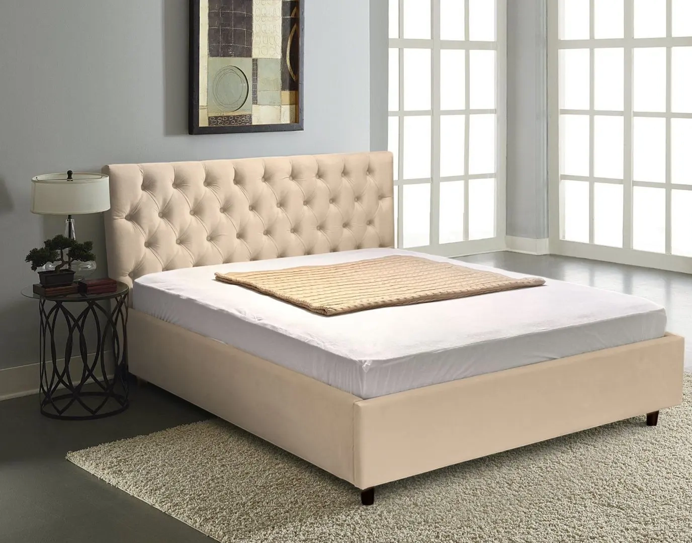 Pat dormitor Elena stofa London 02 160x200