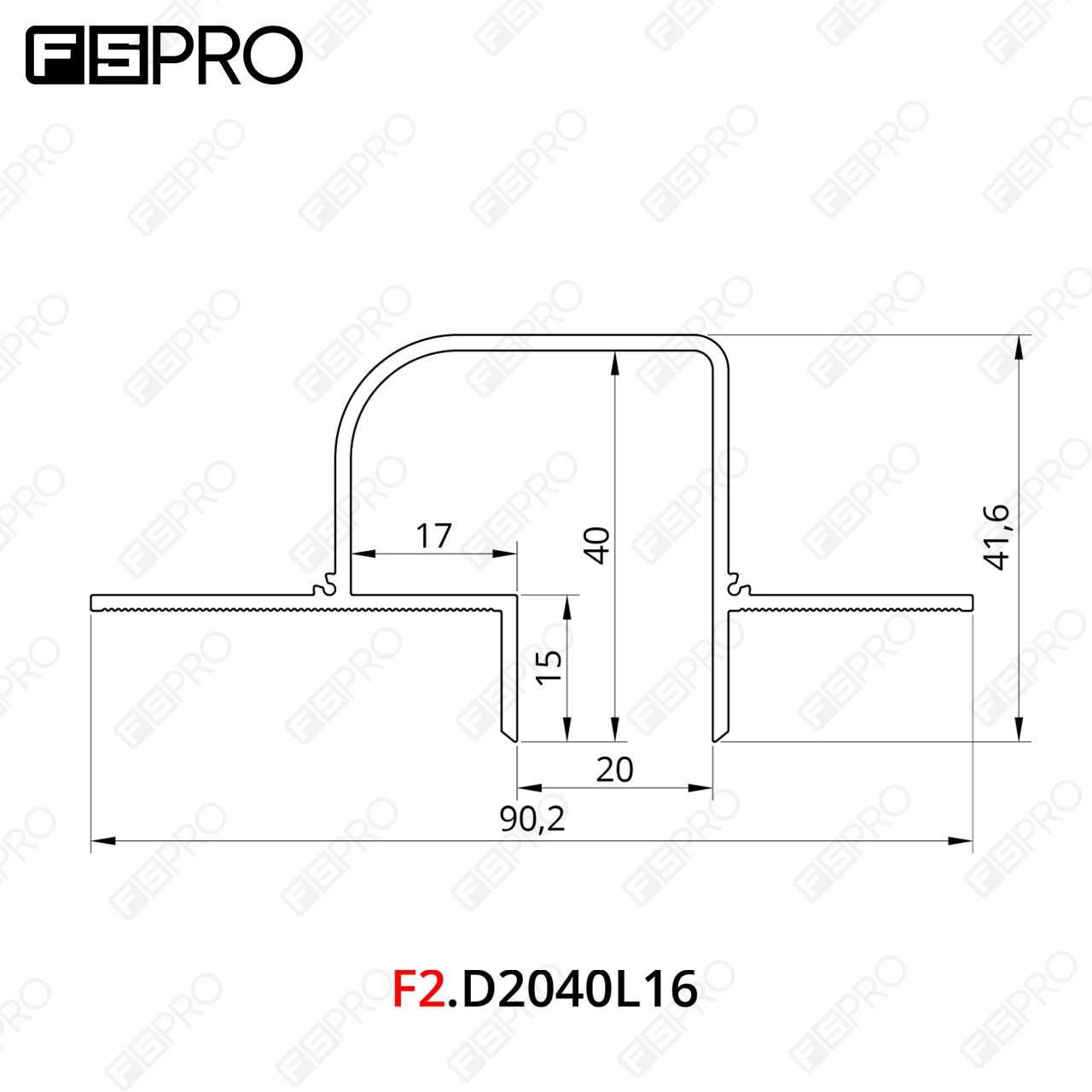 Профиль теневого шва алюминиевый F2.D2040L16 3м 
