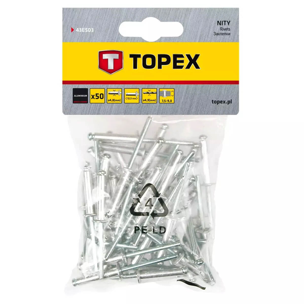 Nituri din aluminiu Topex 4,8x12,5mm