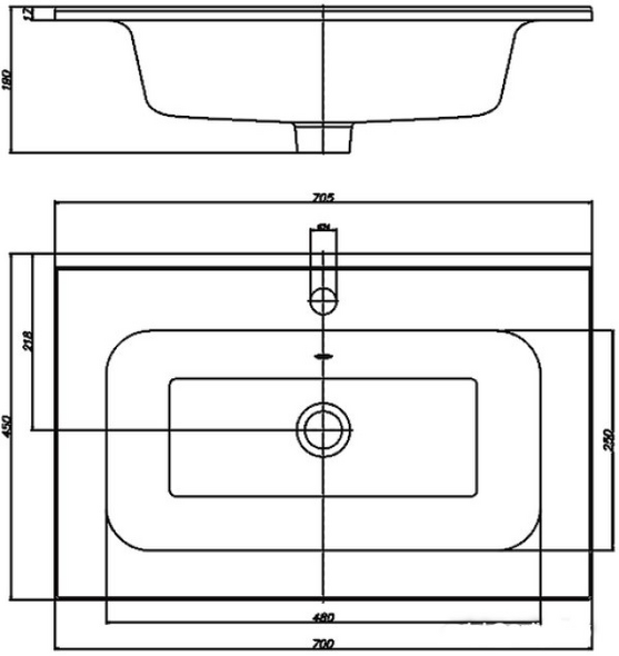 Раковина Geneva 70cm белая 2c Keramin