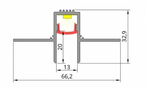 Профиль теневого шва алюминиевый F2.D1320L12 3м