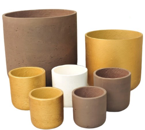 Фиброцементный горшок Charlie L black washed 