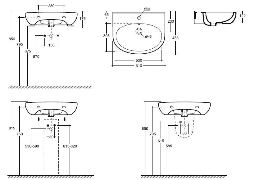 Lavoar Keramin Lago 60 alb 