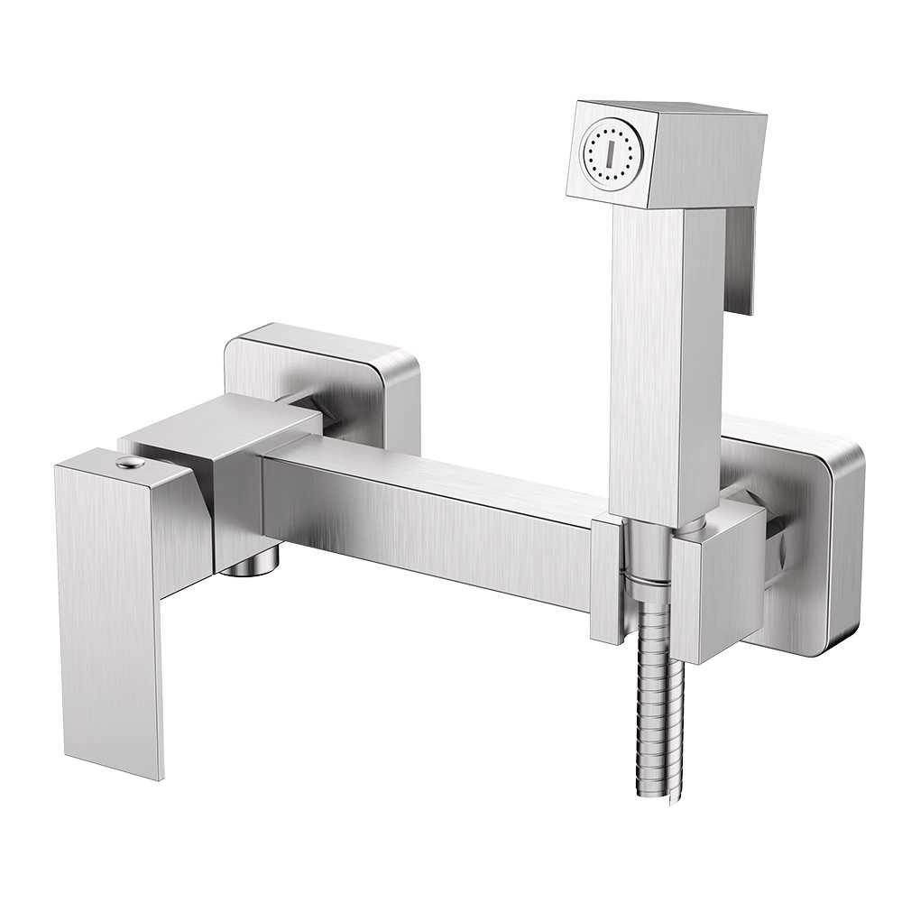 Baterie baie cu duș igienic pe perete Mat eco Yago 1150 nichel periat 114273