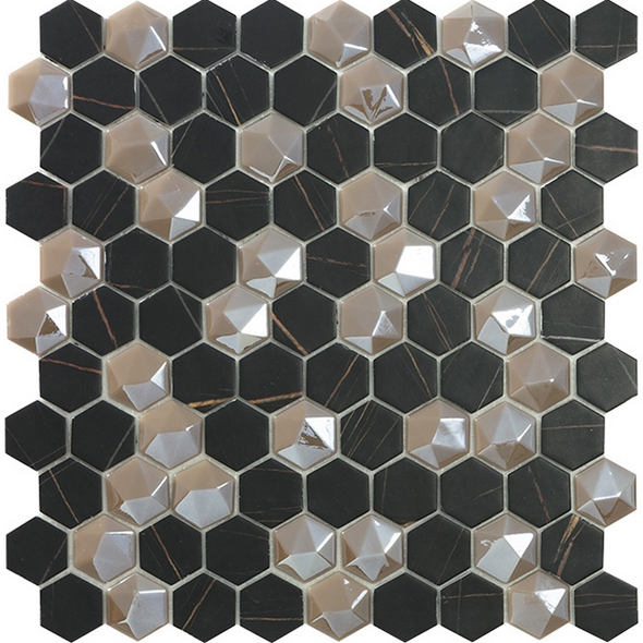 Mozaic Supreme 29.5x29.5 sahara coffee mix hex