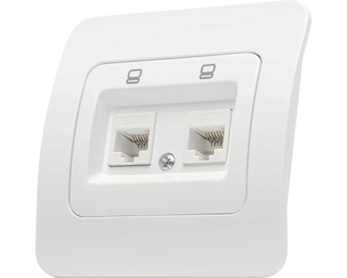 Розетка интернет двойная RJ45+RJ11 10A IP20 jasmin белый Elmos 9206-65