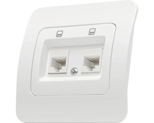 Priză internet dublă RJ45+RJ11 10A IP20 jasmin alb Elmos 9206-65