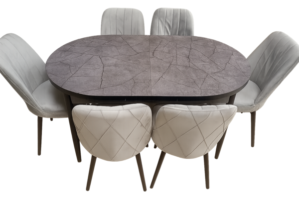 Set masă extensibilă cu 6 scaune Kelebek ES-721, 80×136