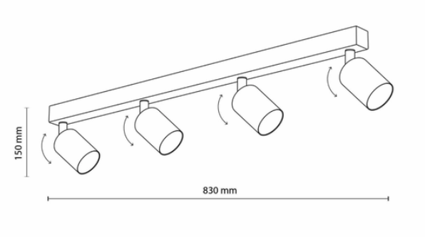 Lustră TK Lighting Top black 4 GU10 6177
