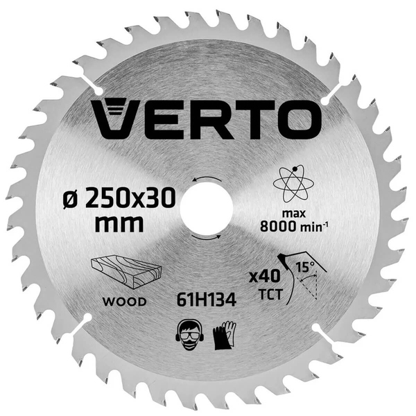 Disc p/lemn Verto 250-30mm 40 dinți 61H134 272