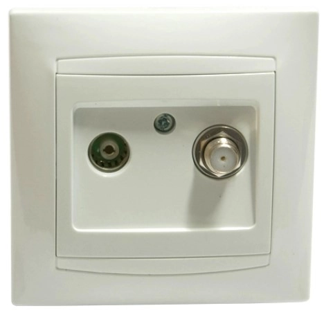 Розетка двойная ТВ 10A IP20 jasmin белый Elmos 9206-73