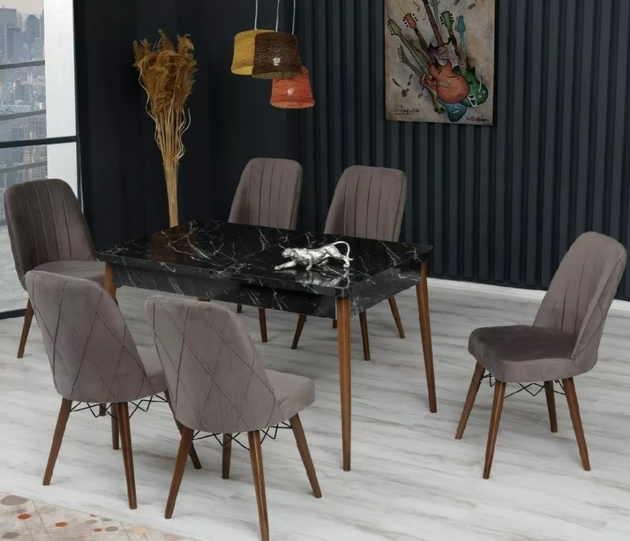 Set masă extensibilă cu 6 scaune Kelebek ES-631, 80x130