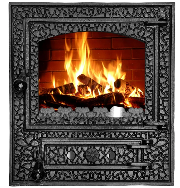 Дверца чугунная для печи со стеклом Rustic средняя
