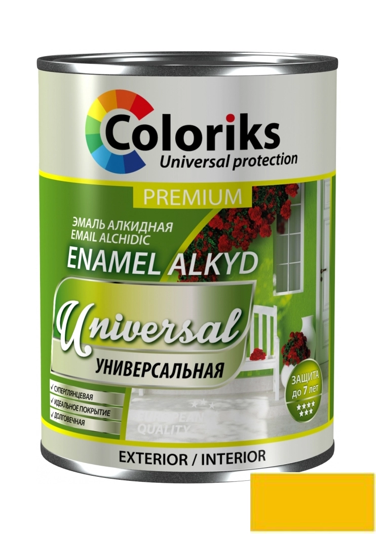 Эмаль Coloriks Premium Universal 0.9л желтый