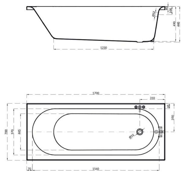 Cadă Cersanit Octavia 170x70 117887