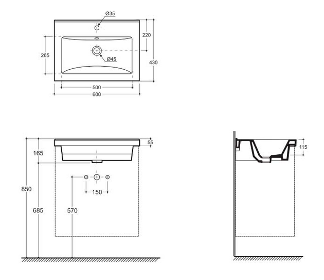 Lavoar Keramin Tobago 60 alb c/g 1c
