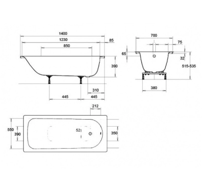 Ванна Eurowa 140x70