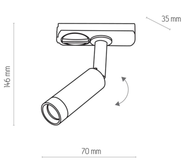 Corp de iluminat cu sina Tk Lighting 3383 TRACER WHITE CHROM 1 LED 3W 