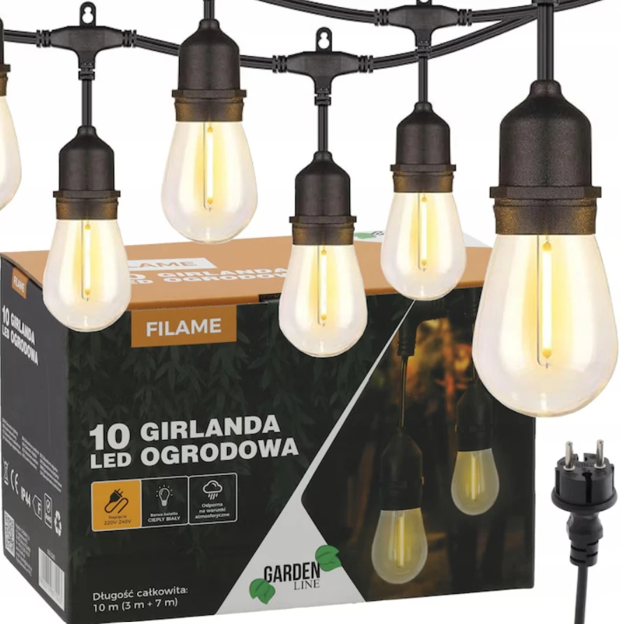 Ghirlanda de gradina 3M+7M 10 Becuri 230V  SOL1243 