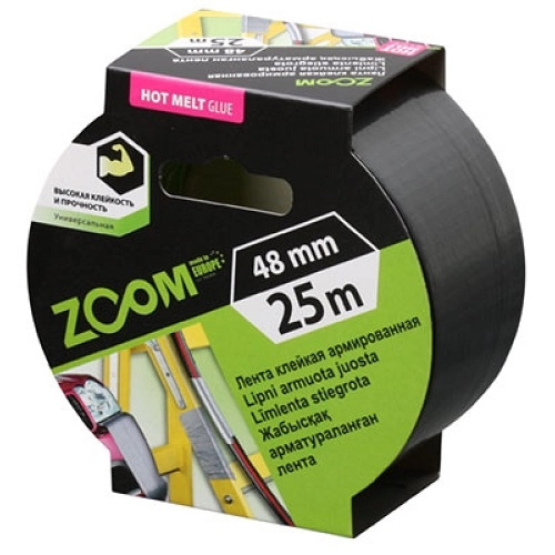 Клейкая лента армированная ZOOM 48мм х 25м, серая