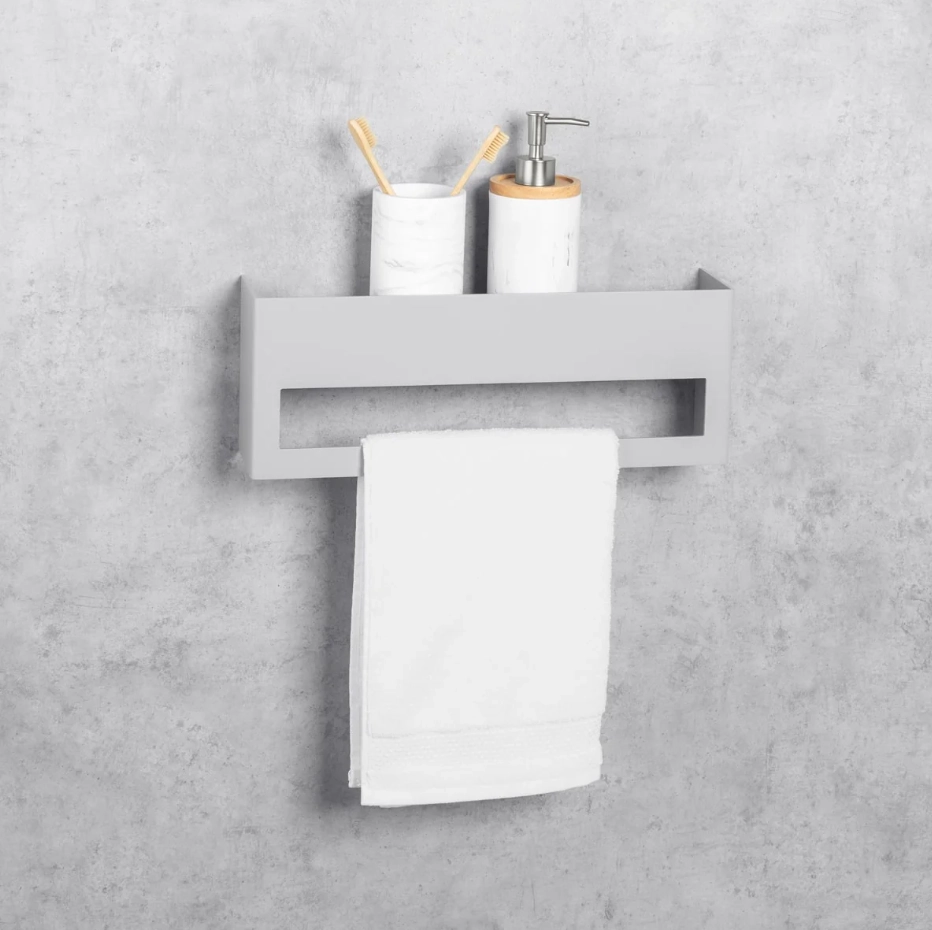 Вешалка для полотенец с полкой Daske Keyka TR/K-0614G серый