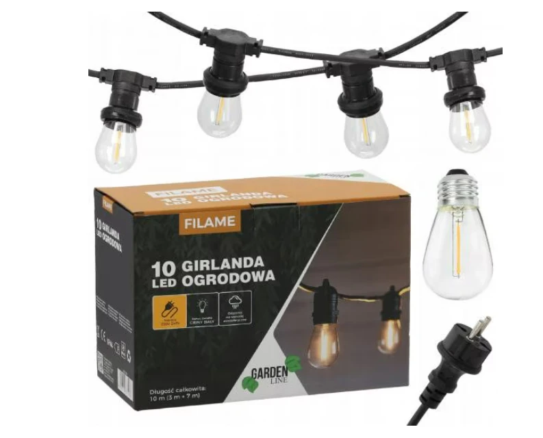 Ghirlanda de gradina 3M+7M 10 Becuri 230V  SOL1274 