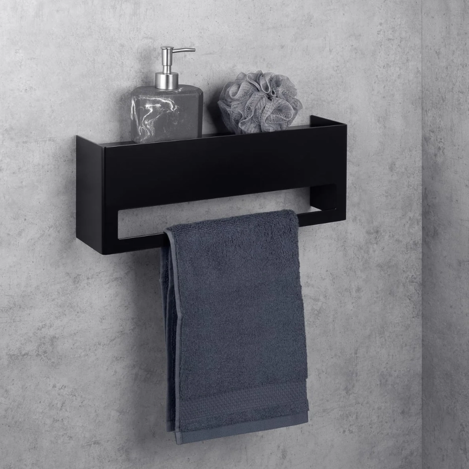 Вешалка для полотенец с полкой Daske Keyka TR/K-0591B чёрный