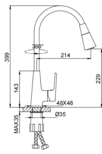 Смеситель Frap Inox F 4471-6 1404 Black