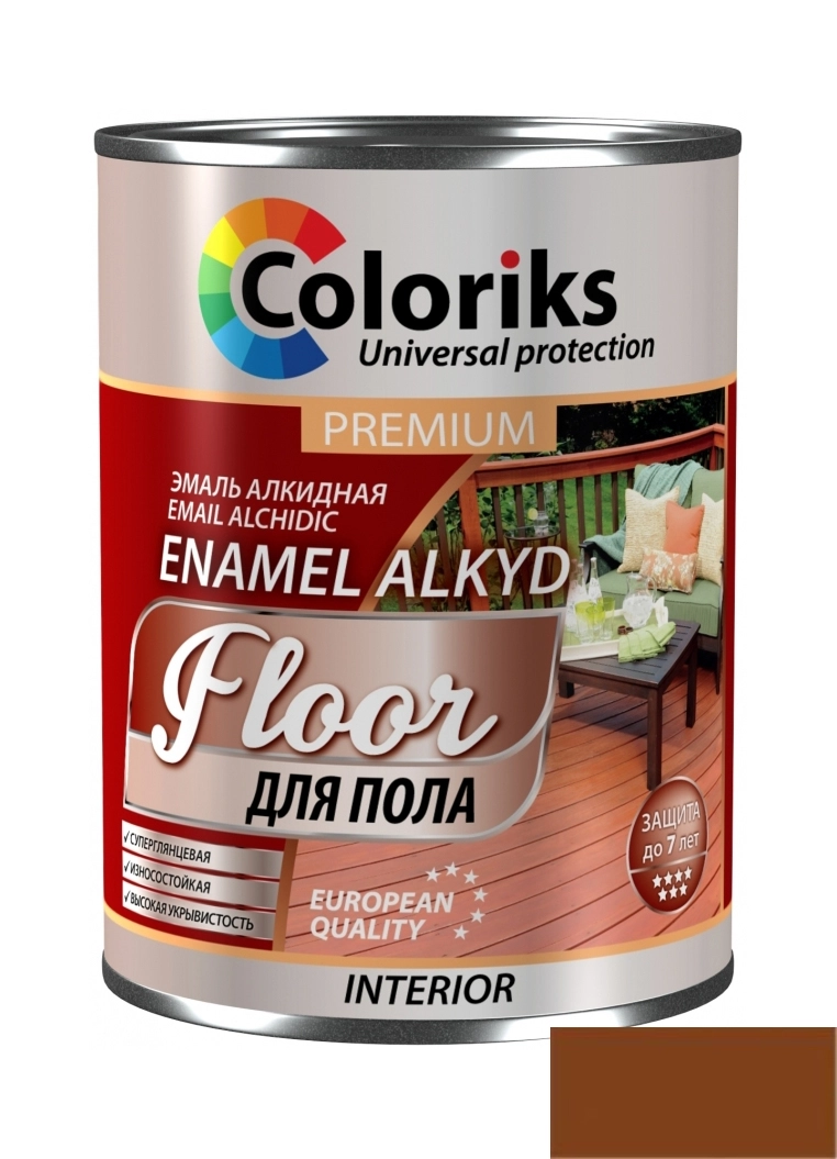 Эмаль Coloriks Premium Universal 0.9л коричневато-красный
