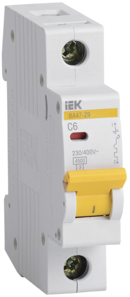 Автоматический выключатель IEK BA47-29 1P 4.5kA 06A C 02524